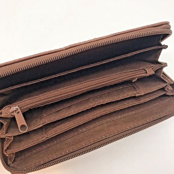 Rosetti Brown Zip Around Travel Wallet Inside Pocket CC Slides ID Coin Pockets - Picture 6 of 6